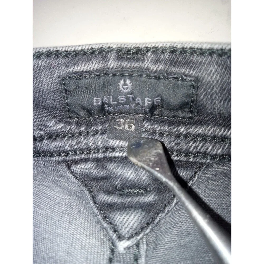 BELSTAFF Jeans Men 36 Skinny Fit Stretch Denim Jeans Distressed Dark Moto Pants